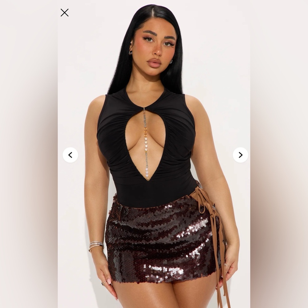 Fashion Nova Black Ruched Bodysuit